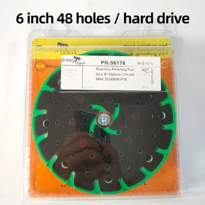 6 hüvelykes (150 mm) 48 lyukú, pormentes, kemény csiszolólap Puha csiszolólap 6"-os horog-hurkos csiszolókorongokhoz Festool S-hez