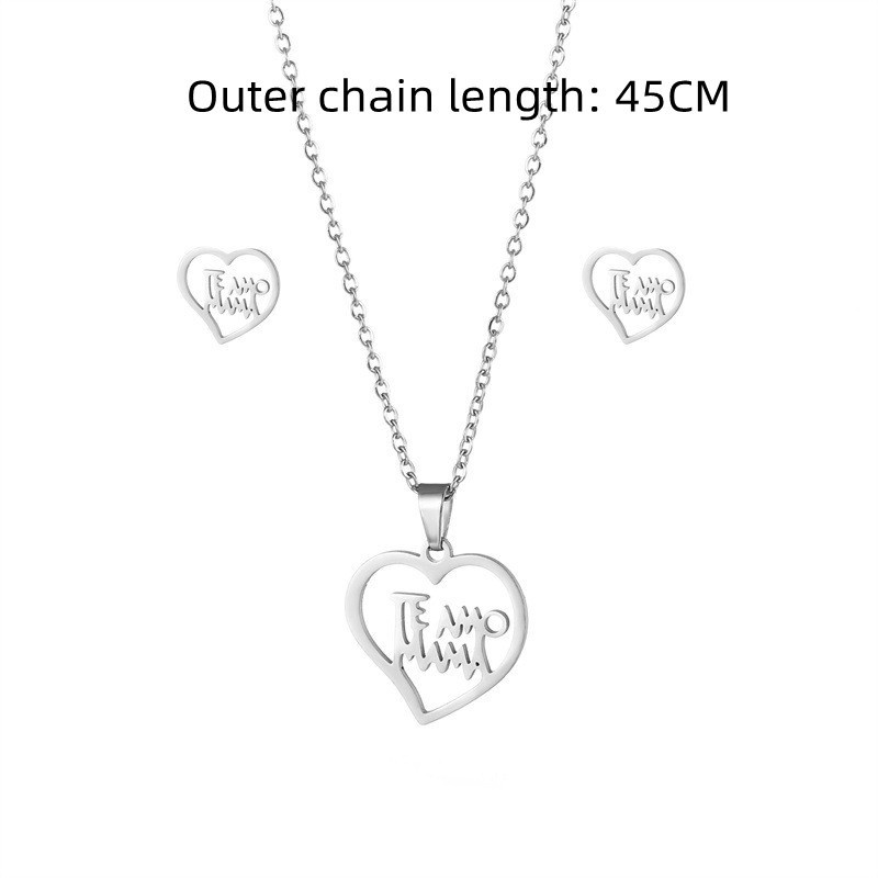 Set de bijuterii pentru Ziua Mamei Cadou din oțel inoxidabil Mama Love Heart Pandantiv Colier Set de cercei Mamă Cadou de Ziua Recunoștinței TZ200