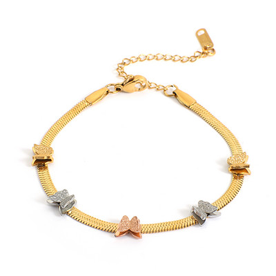 FLASHBUY Seturi de bijuterii cu lanț de șarpe fluture din oțel inoxidabil 316 de culoare aurie pentru femei, colier, brățări, cercei, cadou de petrecere