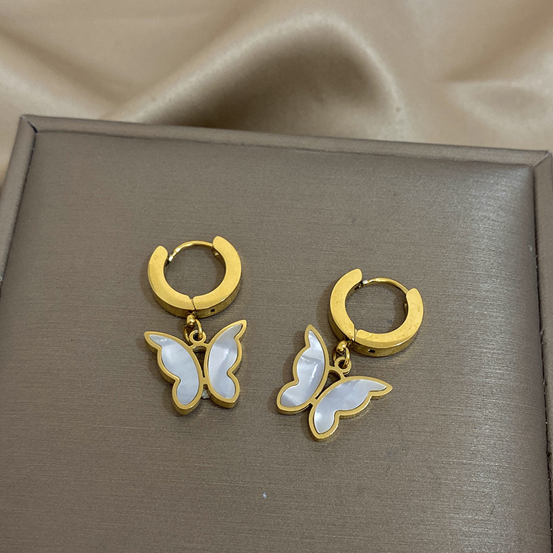 FLASHBUY Seturi de bijuterii cu lanț de șarpe fluture din oțel inoxidabil 316 de culoare aurie pentru femei, colier, brățări, cercei, cadou de petrecere