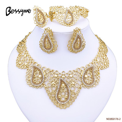 Dubai Inimă Fluture Zircon Seturi de bijuterii Colier Cercei Inel Brățară Pentru Nunta Mireasă Femei Mărgele Set de bijuterii placate cu aur