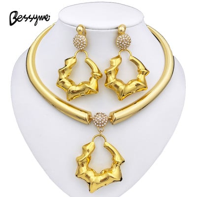 Dubai Inimă Fluture Zircon Seturi de bijuterii Colier Cercei Inel Brățară Pentru Nunta Mireasă Femei Mărgele Set de bijuterii placate cu aur