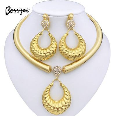 Dubai Inimă Fluture Zircon Seturi de bijuterii Colier Cercei Inel Brățară Pentru Nunta Mireasă Femei Mărgele Set de bijuterii placate cu aur