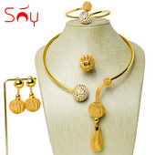 Set de bijuterii însorit, nigerian, brazilian, cercei cu zircon, colier, brăţară, inel pentru femei, cadou romantic la modă