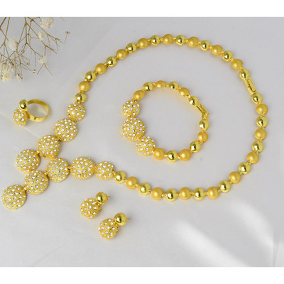 Set de bijuterii însorit, nigerian, brazilian, cercei cu zircon, colier, brăţară, inel pentru femei, cadou romantic la modă