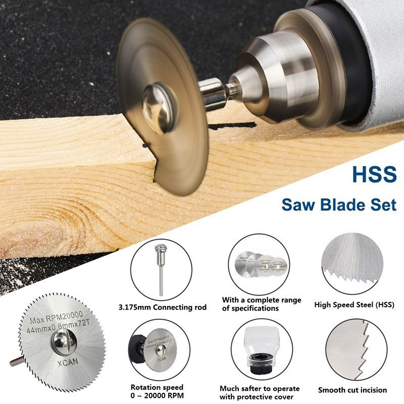 Kit de accesorii pentru scule rotative HAMPTON Bandă de șlefuit, hârtie abrazivă, lamă de ferăstrău pentru tăiat metal, mandrina de burghiu pentru unealta rotativă Dremel