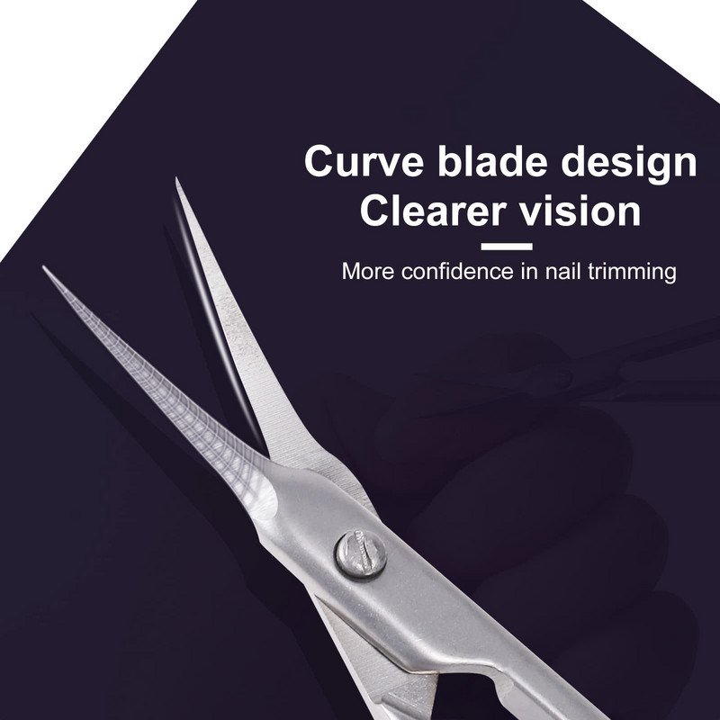Foarfece pentru Cuticule Lamă curbată Foarfece super subțire pentru îngrijirea cuticulelor Manichiură Vârf ascuțit precis Lame pentru îngrijirea genelor sprâncenelor