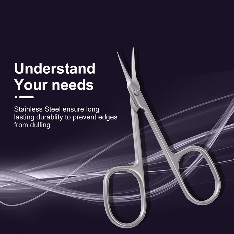 Foarfece pentru Cuticule Lamă curbată Foarfece super subțire pentru îngrijirea cuticulelor Manichiură Vârf ascuțit precis Lame pentru îngrijirea genelor sprâncenelor