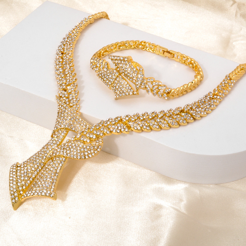 Set de bijuterii însorit Rafinat zircon cercei romantici colier brăţară inel pentru femei aniversare clasică de înaltă calitate