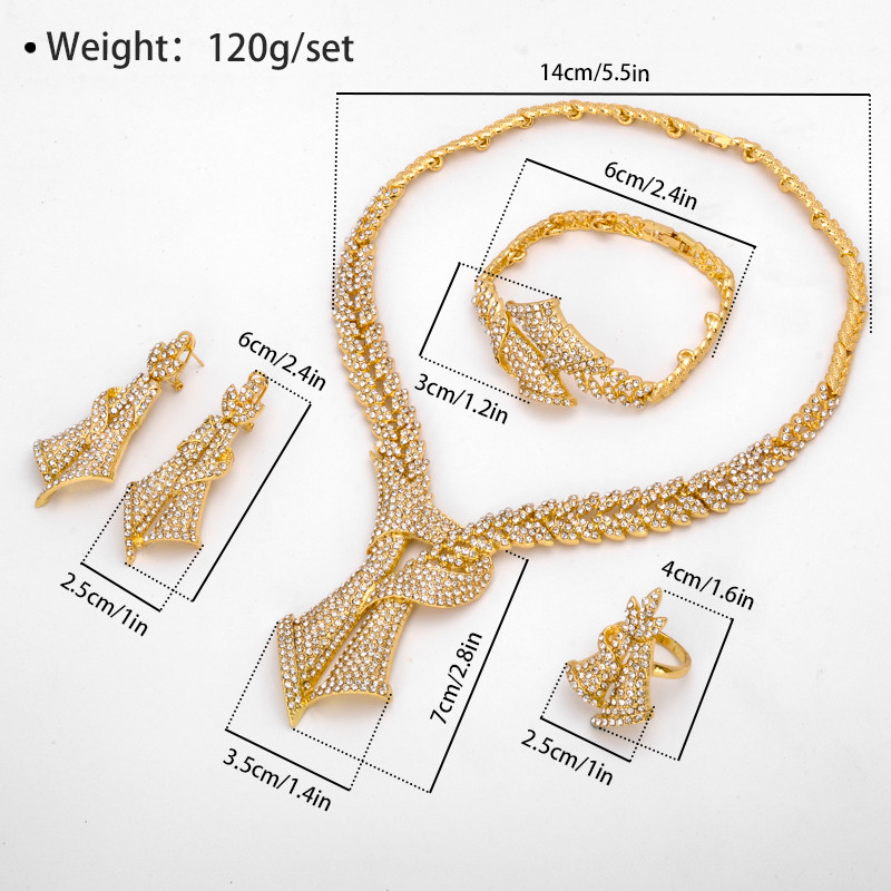 Set de bijuterii însorit Rafinat zircon cercei romantici colier brăţară inel pentru femei aniversare clasică de înaltă calitate