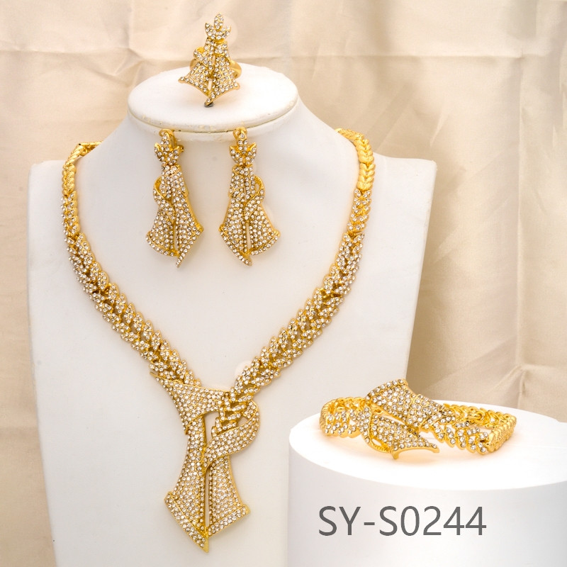 Set de bijuterii însorit Rafinat zircon cercei romantici colier brăţară inel pentru femei aniversare clasică de înaltă calitate