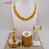 Bijuterii de modă Seturi de bile de culoare aurie Mărgele mici Dubai Colier Cercei pentru femei Fete Bijuterii etiopiene Cadou indian african