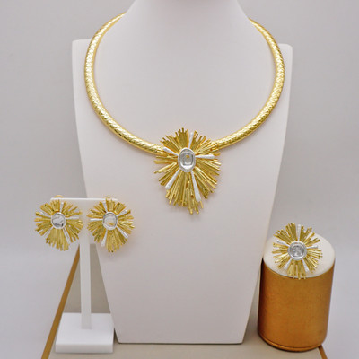 Bijuterii de modă Seturi de bile de culoare aurie Mărgele mici Dubai Colier Cercei pentru femei Fete Bijuterii etiopiene Cadou indian african