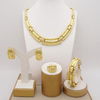 Bijuterii de modă Seturi de bile de culoare aurie Mărgele mici Dubai Colier Cercei pentru femei Fete Bijuterii etiopiene Cadou indian african