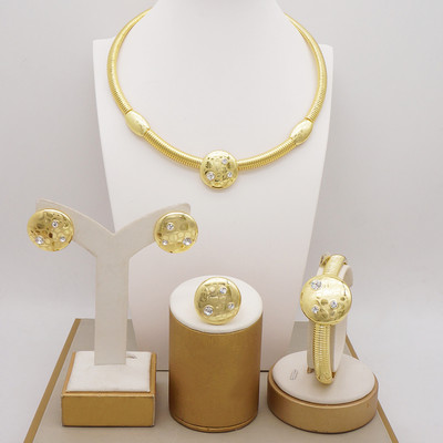 Bijuterii de modă Seturi de bile de culoare aurie Mărgele mici Dubai Colier Cercei pentru femei Fete Bijuterii etiopiene Cadou indian african