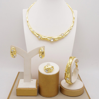 Bijuterii de modă Seturi de bile de culoare aurie Mărgele mici Dubai Colier Cercei pentru femei Fete Bijuterii etiopiene Cadou indian african