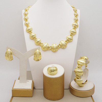 Bijuterii de modă Seturi de bile de culoare aurie Mărgele mici Dubai Colier Cercei pentru femei Fete Bijuterii etiopiene Cadou indian african