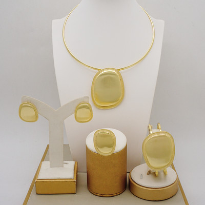 Bijuterii de modă Seturi de bile de culoare aurie Mărgele mici Dubai Colier Cercei pentru femei Fete Bijuterii etiopiene Cadou indian african