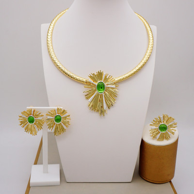 Bijuterii de modă Seturi de bile de culoare aurie Mărgele mici Dubai Colier Cercei pentru femei Fete Bijuterii etiopiene Cadou indian african