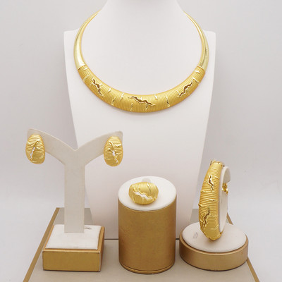 Bijuterii de modă Seturi de bile de culoare aurie Mărgele mici Dubai Colier Cercei pentru femei Fete Bijuterii etiopiene Cadou indian african