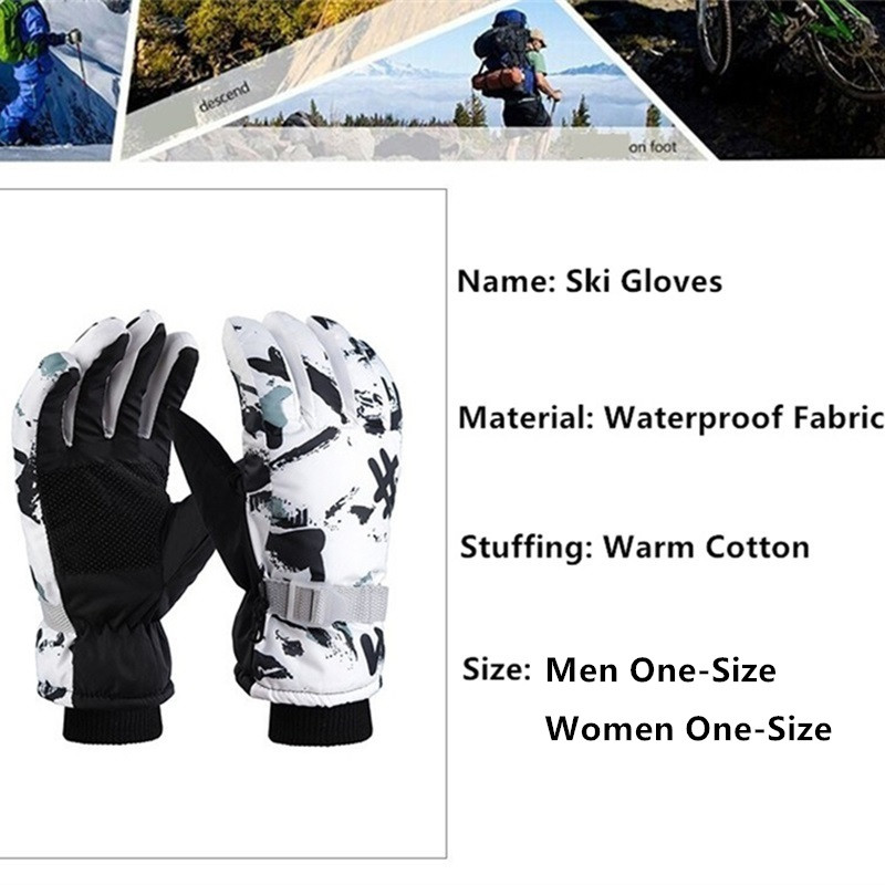 Téli snowboard síkesztyűk Unisex PU bőr csúszásmentes érintőképernyős vízálló motorkerékpáros polár meleg hókesztyűk