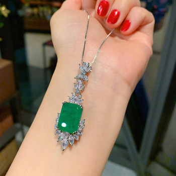 Комплект бижута Vintage Lab Emerald Diamond 14K злато Годежни пръстени Обеци Колие За жени Булчински бижута Подарък