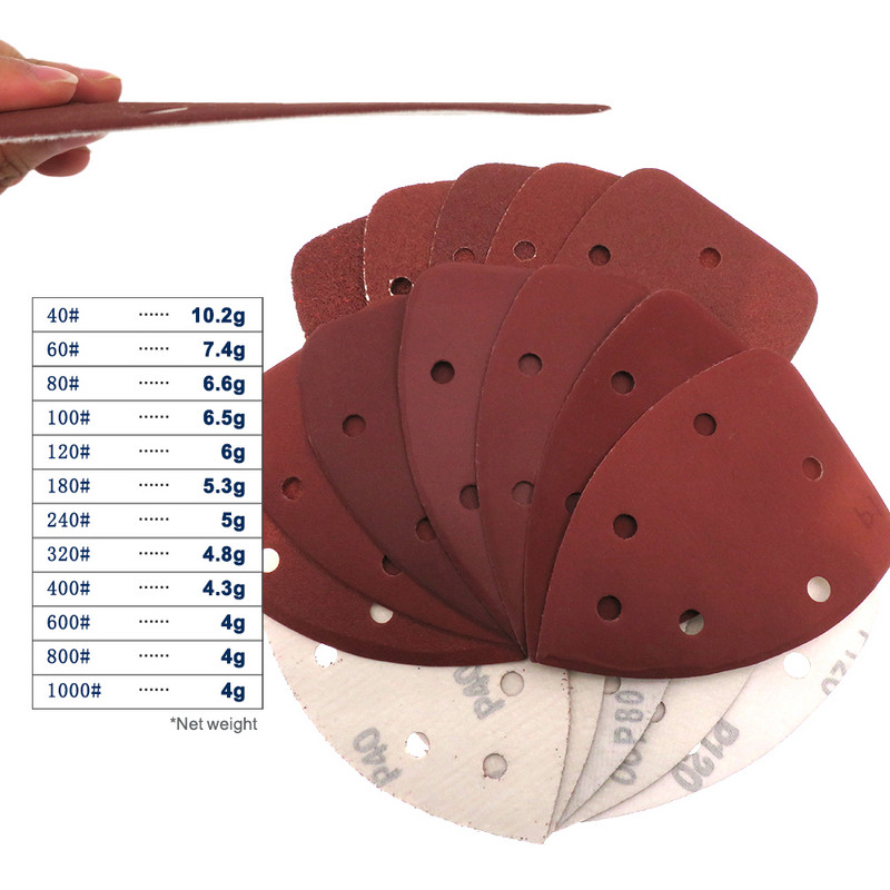 15tk 140x98mm 6auguga isekleepuv liivapaber kolmnurk Delta SanderHook loop liivapaber ketas abrasiivtööriistad poleerimisliiv 40-1000