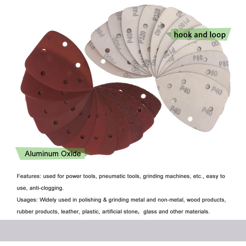 15tk 140x98mm 6auguga isekleepuv liivapaber kolmnurk Delta SanderHook loop liivapaber ketas abrasiivtööriistad poleerimisliiv 40-1000