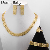 Diana Baby Klasszikus ékszerkészlet Egyszerű Elegáns Akció Fülbevaló Nyaklánc Karkötő Gyűrű Női Irodai napi viselet Találkozó