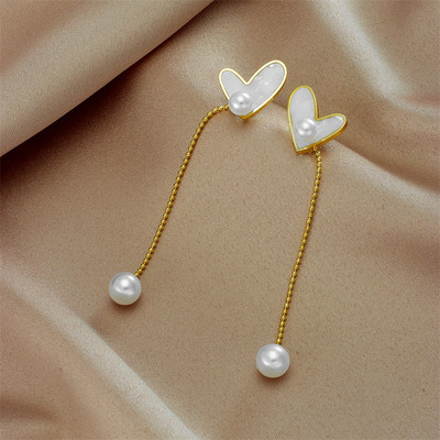 LAMENGLY 316L din oțel inoxidabil inimă dragoste perle colier pandantiv cercei cu picătură pentru femei set de bijuterii pentru fete, cadou de aniversare