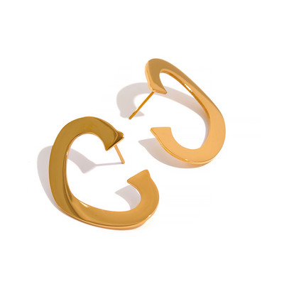 Yhpup Set de cercei inel din metal cu farmec inimă din oțel inoxidabil PVD, impermeabil, auriu, minimalist, temperament, bijuterii de declarație