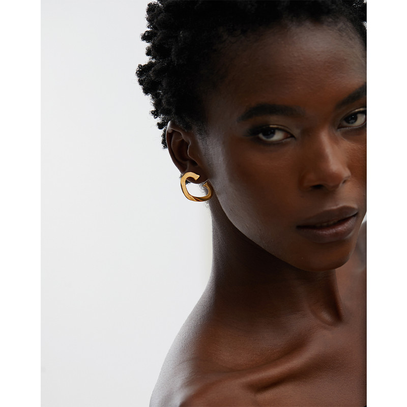 Yhpup Set de cercei inel din metal cu farmec inimă din oțel inoxidabil PVD, impermeabil, auriu, minimalist, temperament, bijuterii de declarație