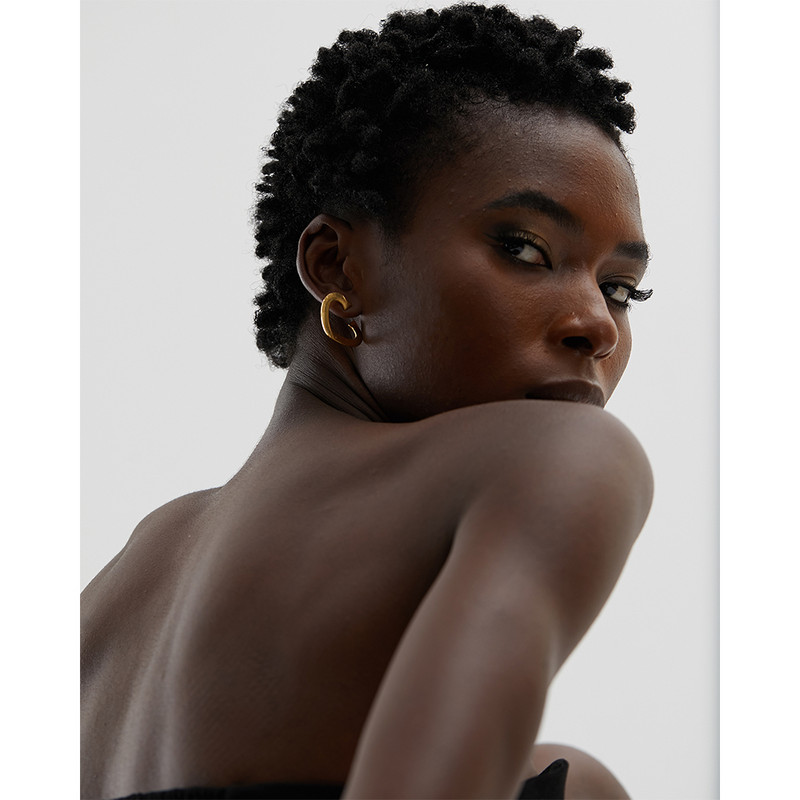 Yhpup Set de cercei inel din metal cu farmec inimă din oțel inoxidabil PVD, impermeabil, auriu, minimalist, temperament, bijuterii de declarație