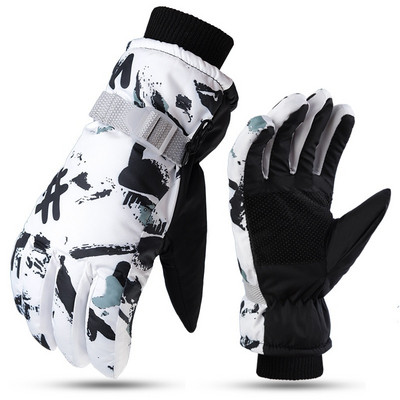 Χειμερινά γάντια Snowboard Ski Unisex PU Δερμάτινα Αντιολισθητική Οθόνη Αφής Αδιάβροχη Μοτοσικλέτα Ποδηλασία Fleece Ζεστά Γάντια Χιονιού