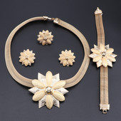 Nunta Mirese Placat Auriu Flori Colier Cercei Bratara Inel Pentru Mirese Accesorii Petrecere