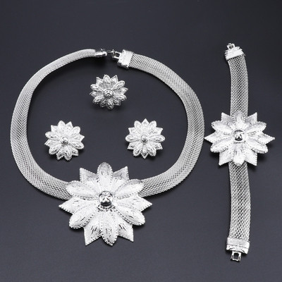 Nunta Mirese Placat Auriu Flori Colier Cercei Bratara Inel Pentru Mirese Accesorii Petrecere