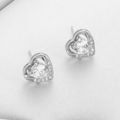 Безплатна доставка Гореща разпродажба, модно сърце, цирконий, пръстен, обеца, колие, сватбена булчинска елегантен циркониев комплект бижута, подарък за Свети Валентин