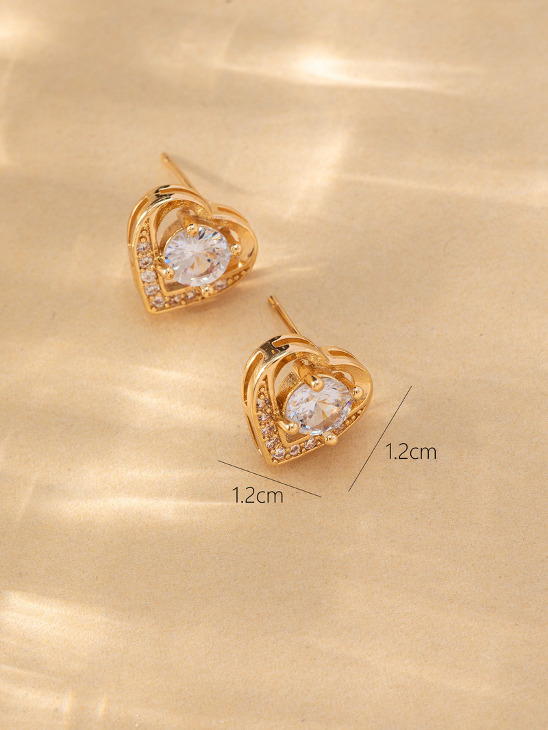 Безплатна доставка Гореща разпродажба, модно сърце, цирконий, пръстен, обеца, колие, сватбена булчинска елегантен циркониев комплект бижута, подарък за Свети Валентин