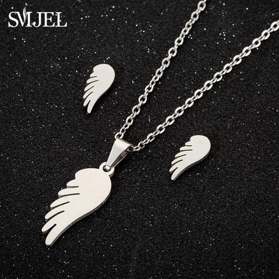 Náhrdelníky z nehrdzavejúcej ocele s pierkami, klasická móda, bohémske rastlinné listy, náušnice, náhrdelníky pre ženy, sady šperkov, svadobné darčeky