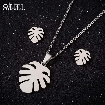 Náhrdelníky z nehrdzavejúcej ocele s pierkami, klasická móda, bohémske rastlinné listy, náušnice, náhrdelníky pre ženy, sady šperkov, svadobné darčeky