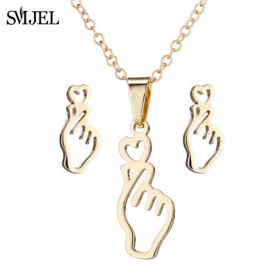 Familie Mama Tata Copil Colier pandantiv Colier Ziua Mamei Bijuterii din oțel inoxidabil pentru femei Cercei pentru mamă însărcinată Cadouri de dragoste