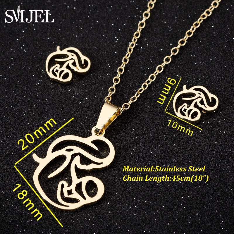 Familie Mama Tata Copil Colier pandantiv Colier Ziua Mamei Bijuterii din oțel inoxidabil pentru femei Cercei pentru mamă însărcinată Cadouri de dragoste