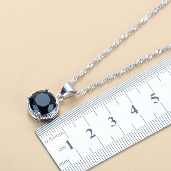 2022 Sell Well Wedding 925 Mark σετ κοσμημάτων Μαύρα ζιργκόν κρεμαστά σκουλαρίκια και κολιέ δαχτυλίδι 3 τεμαχίων σετ γυναικεία μοντέρνα φορεσιά