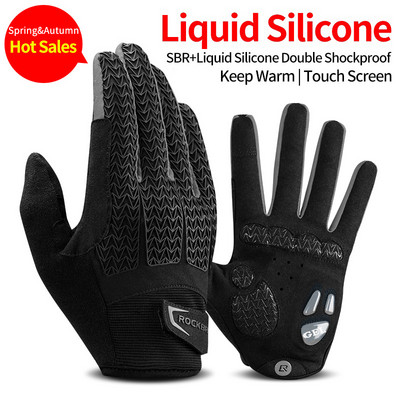 ROCKBROS Cycling Gloves Οθόνη αφής Αδιάβροχη MTB Bike Gloves Bicycle Gloves Thermal Warm Motorcycle Winter Autumn Sports Equipment