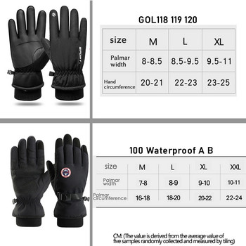Мъжки зимни водоустойчиви ръкавици за колоездене Спорт на открито Бягане Мотоциклет Ски Сензорен екран Поларени ръкавици Неплъзгащи се топли пълни пръсти