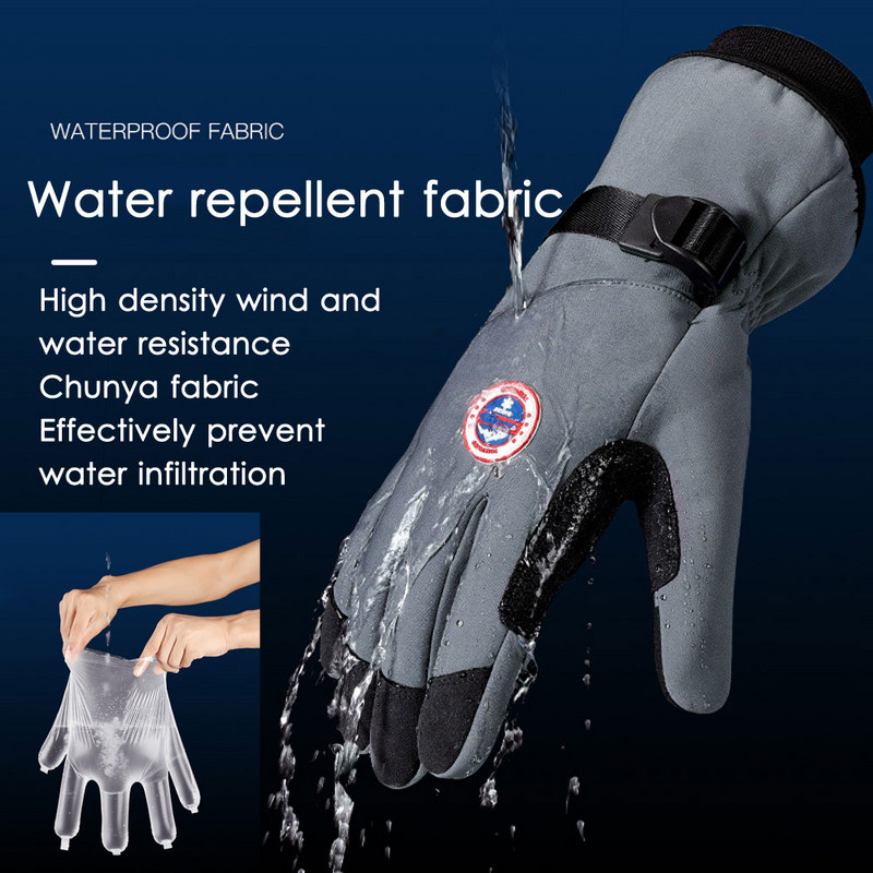 Mănuși de ciclism impermeabile de iarnă pentru bărbați Sporturi în aer liber Alergare Motocicletă Schi Ecran tactil Mănuși din lână Anti-alunecare Degete pline calde