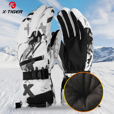 X-TIGER Зимни ски ръкавици Водоустойчиви топли мотоциклетни велосипедни ръкавици Сноуборд Снежни ръкавици Ветроустойчиви поларени ръкавици със сензорен екран