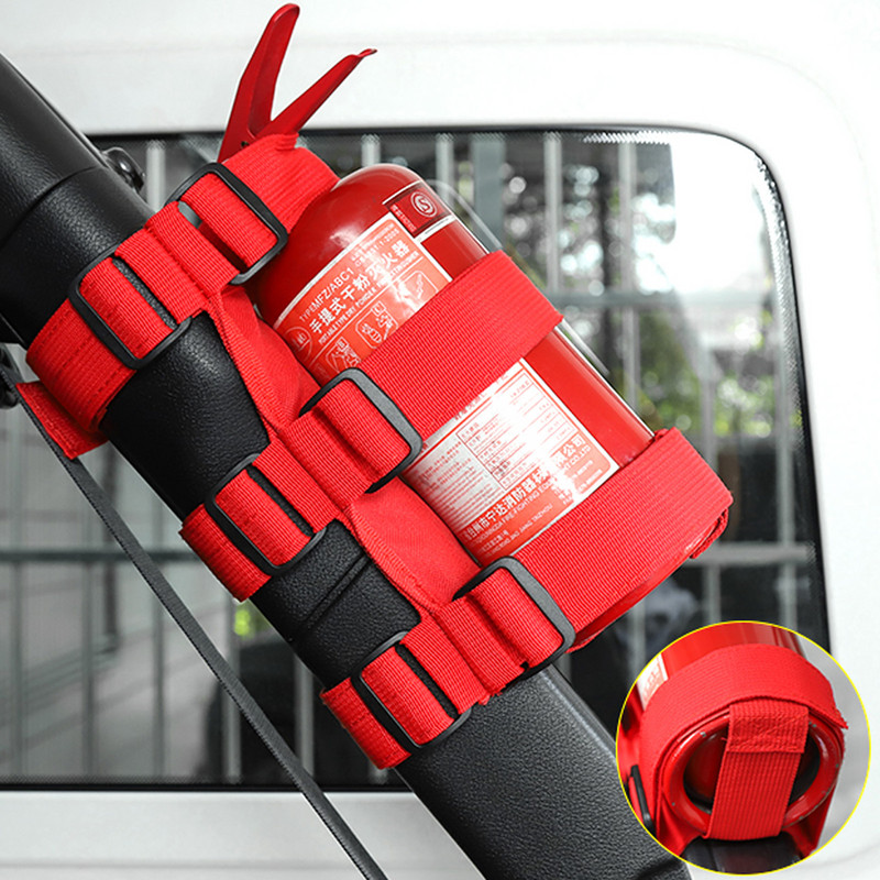 Reguliuojamas gesintuvo tvirtinimo dirželis Oxford Cloth Car Roll Bar gesintuvo laikiklio diržas, skirtas Jeep Wrangler TJ JK JL 1997-2018