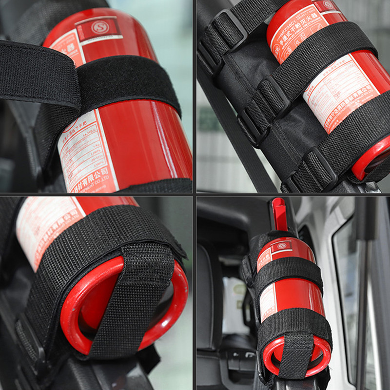 Reguliuojamas gesintuvo tvirtinimo dirželis Oxford Cloth Car Roll Bar gesintuvo laikiklio diržas, skirtas Jeep Wrangler TJ JK JL 1997-2018