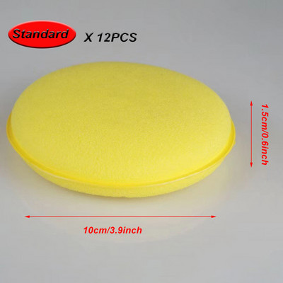 12 bucăți/lot aplicator de ceară cu burete de spumă pentru mașină, instrumente rotunde de curățare, accesorii pentru burete de îngrijire lustruit cu ceară manual, lustruit cu cristal.